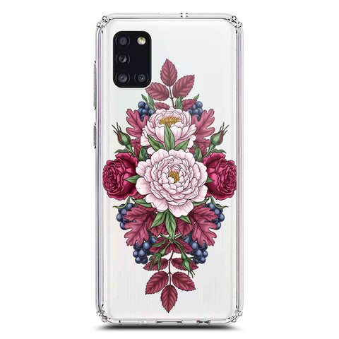 Samsung Galaxy A31 Cover - Velvet Bloom Series - Clear Phone Case - Soft Silicon Borders