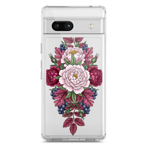 Google Pixel 7a Cover - Velvet Bloom Series - Clear Phone Case - Soft Silicon Borders
