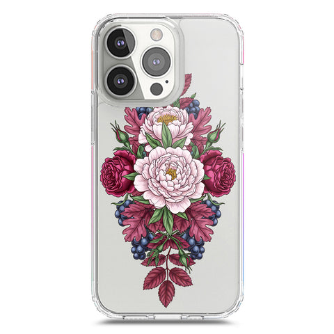 iPhone 13 Pro Cover - Velvet Bloom Series - Clear Phone Case - Soft Silicon Borders