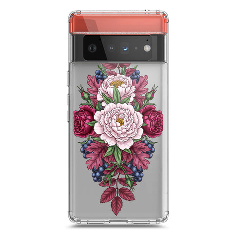 Google Pixel 6 Pro Cover - Velvet Bloom Series - Clear Phone Case - Soft Silicon Borders