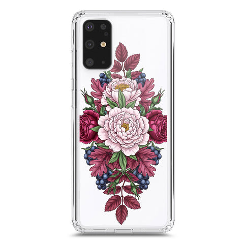 Samsung Galaxy S20 Plus Cover - Velvet Bloom Series - Clear Phone Case - Soft Silicon Borders