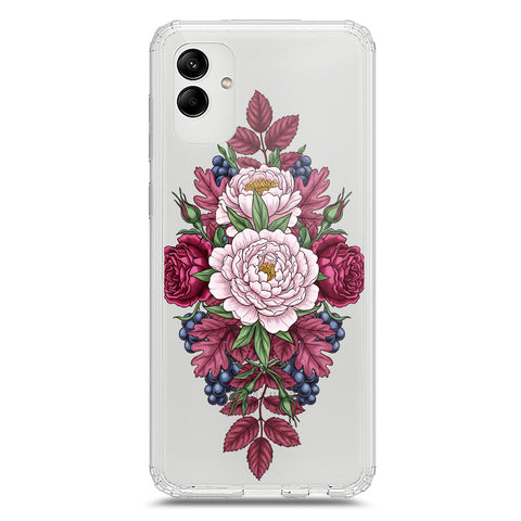 Samsung Galaxy M02s Cover - Velvet Bloom Series - Clear Phone Case - Soft Silicon Borders