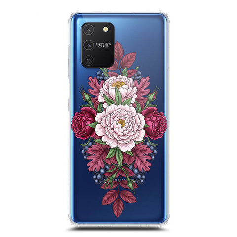 Samsung Galaxy M80s Cover - Velvet Bloom Series - Clear Phone Case - Soft Silicon Borders