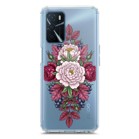 Oppo A55 5G Cover - Velvet Bloom Series - Clear Phone Case - Soft Silicon Borders
