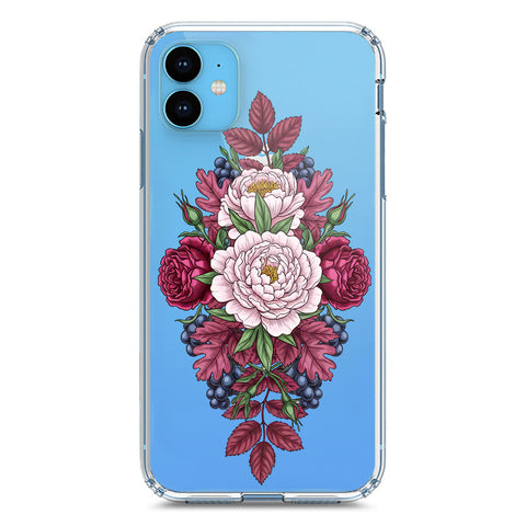 iPhone 11 Cover - Velvet Bloom Series - Clear Phone Case - Soft Silicon Borders