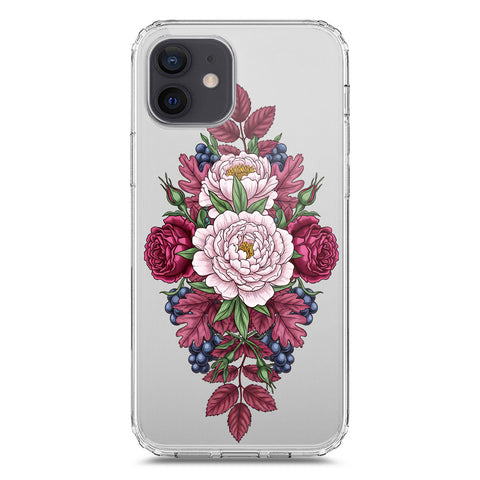 iPhone 12 Pro Cover - Velvet Bloom Series - Clear Phone Case - Soft Silicon Borders