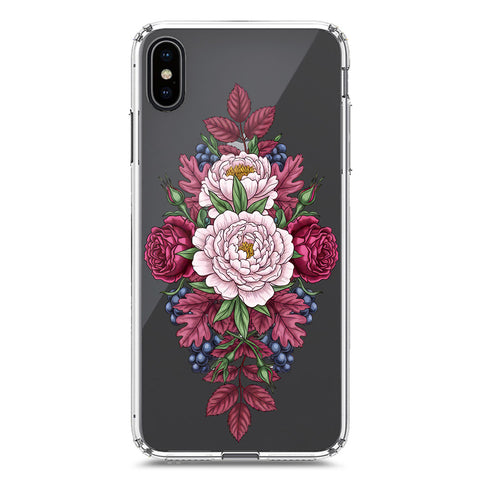 iPhone XS / X Cover - Velvet Bloom Series - Clear Phone Case - Soft Silicon Borders