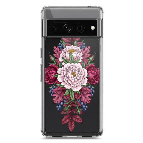Google Pixel 7 Pro Cover - Velvet Bloom Series - Clear Phone Case - Soft Silicon Borders