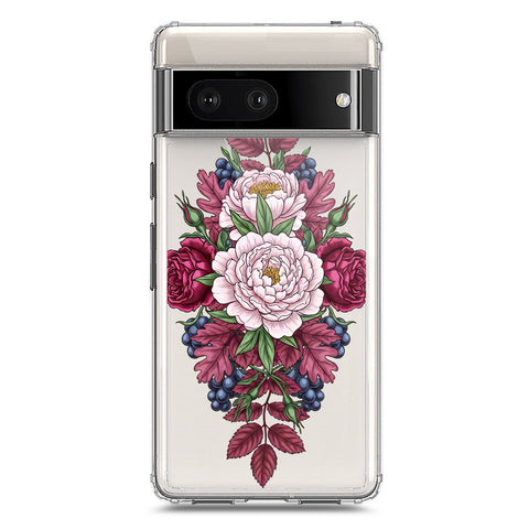 Google Pixel 7 Cover - Velvet Bloom Series - Clear Phone Case - Soft Silicon Borders