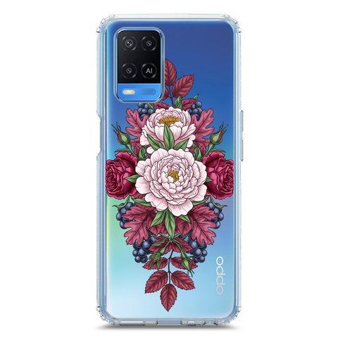 Oppo A54 4G Cover - Velvet Bloom Series - Clear Phone Case - Soft Silicon Borders