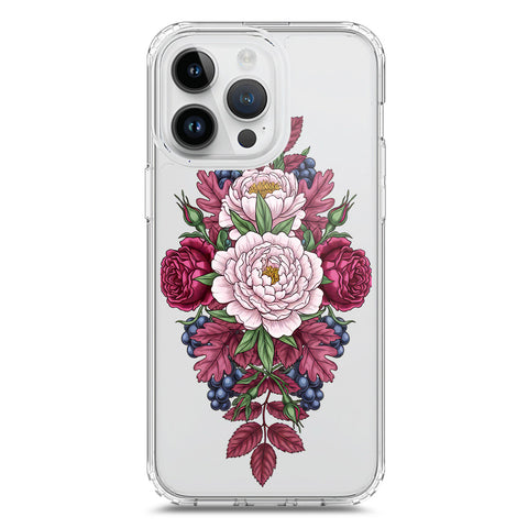iPhone 15 Pro Cover - Velvet Bloom Series - Clear Phone Case - Soft Silicon Borders