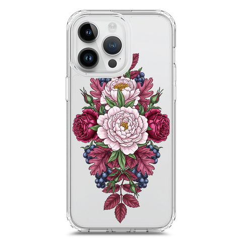 iPhone 15 Pro Max Cover - Velvet Bloom Series - Clear Phone Case - Soft Silicon Borders