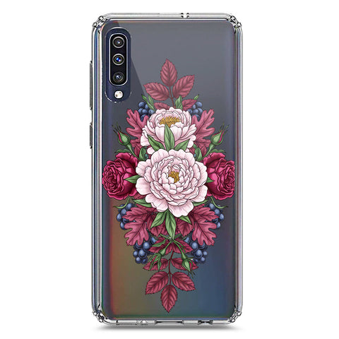 Samsung Galaxy A30s Cover - Velvet Bloom Series - Clear Phone Case - Soft Silicon Borders