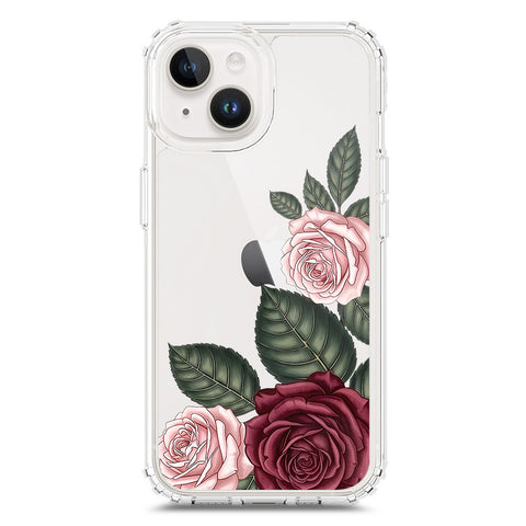 iPhone 15 Plus Cover - Velvet Bloom Series - Clear Phone Case - Soft Silicon Borders
