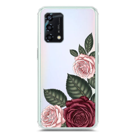 Oppo A95 Cover - Velvet Bloom Series - Clear Phone Case - Soft Silicon Borders