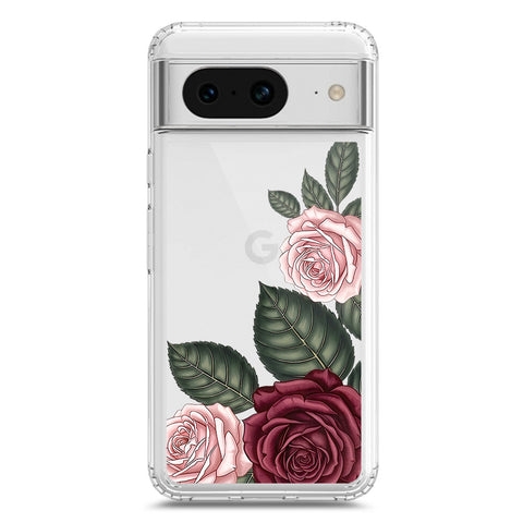Google Pixel 8 Cover - Velvet Bloom Series - Clear Phone Case - Soft Silicon Borders