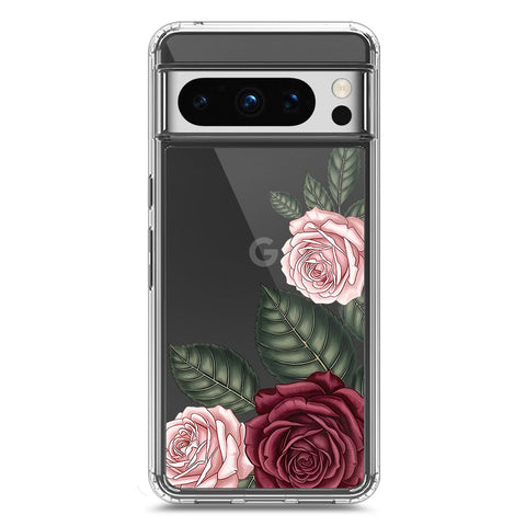 Google Pixel 8 Pro Cover - Velvet Bloom Series - Clear Phone Case - Soft Silicon Borders