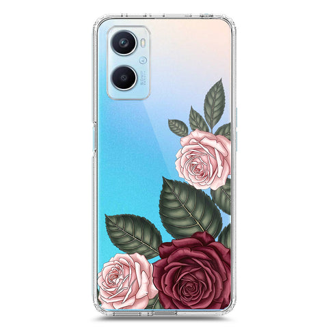Oppo A96 4G Cover - Velvet Bloom Series - Clear Phone Case - Soft Silicon Borders