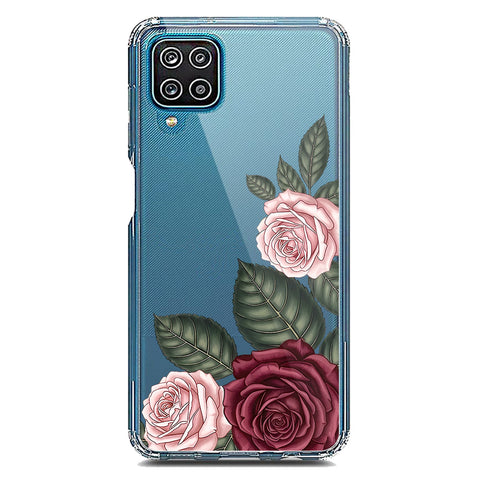 Samsung Galaxy A12 Cover - Velvet Bloom Series - Clear Phone Case - Soft Silicon Borders