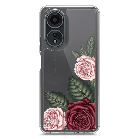 Oppo A58 4G Cover - Velvet Bloom Series - Clear Phone Case - Soft Silicon Borders
