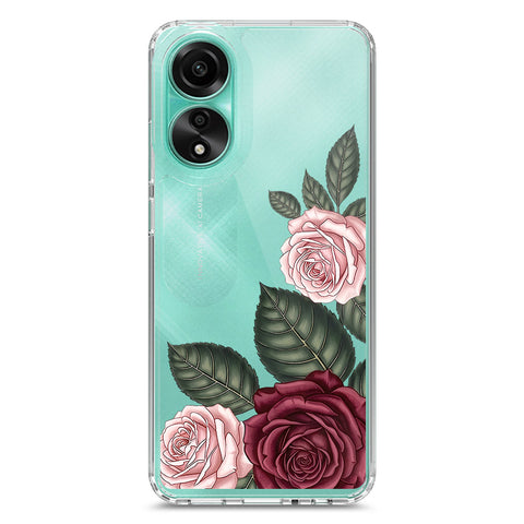 Oppo A78 4G Cover - Velvet Bloom Series - Clear Phone Case - Soft Silicon Borders