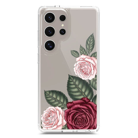 Samsung Galaxy S24 Ultra Cover - Velvet Bloom Series - Clear Phone Case - Soft Silicon Borders