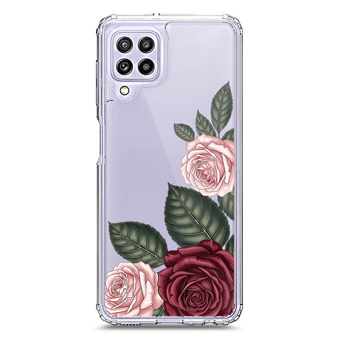 Samsung Galaxy M22 Cover - Velvet Bloom Series - Clear Phone Case - Soft Silicon Borders