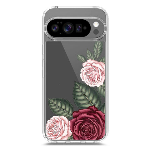 Google Pixel 10 Pro XL Cover - Velvet Bloom Series - Clear Phone Case - Soft Silicon Borders