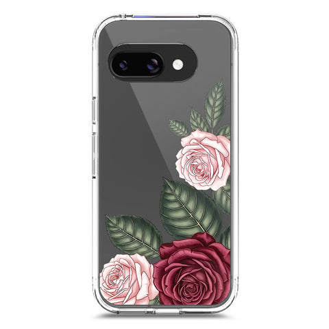 Google Pixel 9a Cover - Velvet Bloom Series - Clear Phone Case - Soft Silicon Borders