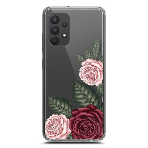 Samsung Galaxy A32 Cover - Velvet Bloom Series - Clear Phone Case - Soft Silicon Borders