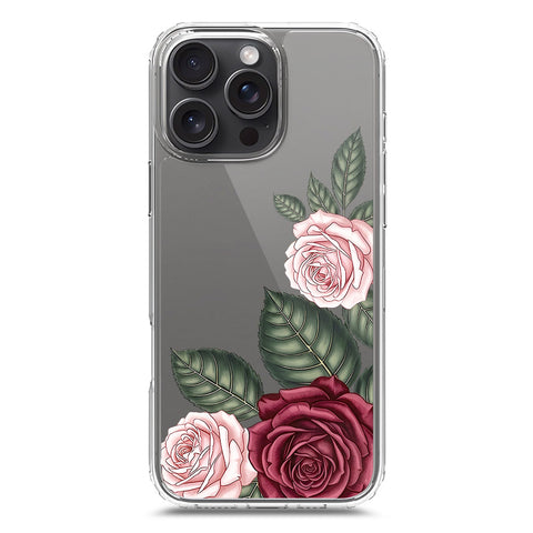 iPhone 16 Pro Max Cover - Velvet Bloom Series - Clear Phone Case - Soft Silicon Borders