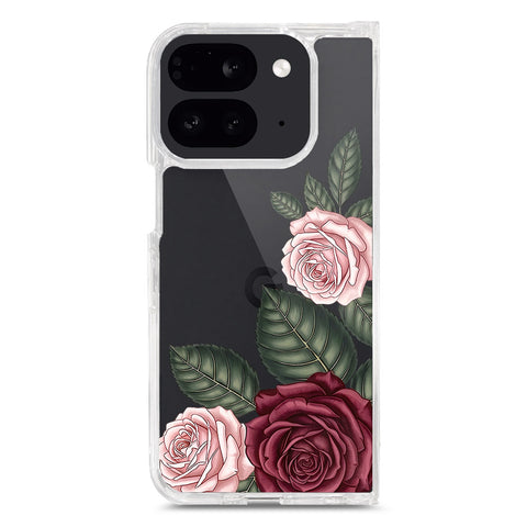 Google Pixel 9 Pro Fold Cover - Velvet Bloom Series - Clear Phone Case - Soft Silicon Borders