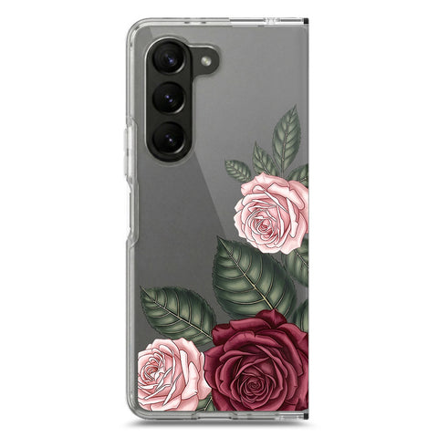 Samsung Galaxy Z Fold 5 Cover - Velvet Bloom Series - Clear Phone Case - Soft Silicon Borders
