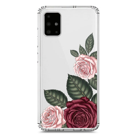 Samsung Galaxy A51 Cover - Velvet Bloom Series - Clear Phone Case - Soft Silicon Borders