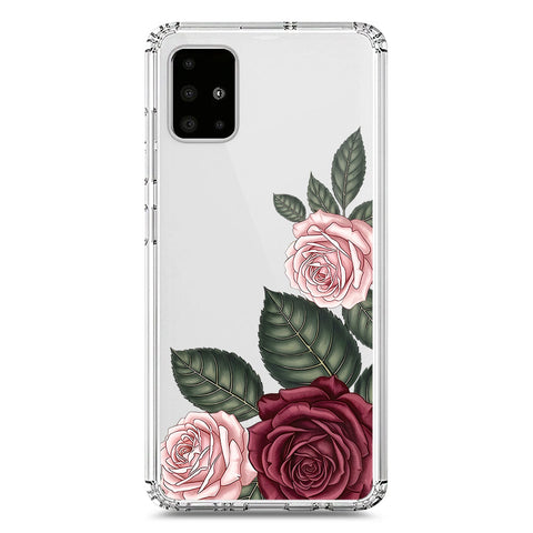 Samsung Galaxy A71 Cover - Velvet Bloom Series - Clear Phone Case - Soft Silicon Borders