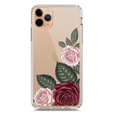iPhone 11 Pro Max Cover - Velvet Bloom Series - Clear Phone Case - Soft Silicon Borders