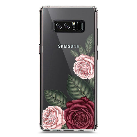 Samsung Galaxy Note 8 Cover - Velvet Bloom Series - Clear Phone Case - Soft Silicon Borders