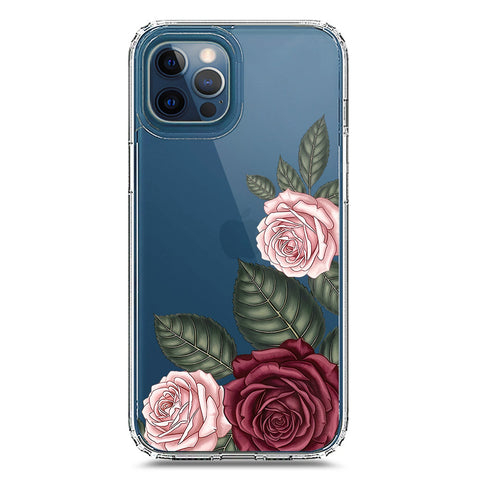 iPhone 12 Pro Max Cover - Velvet Bloom Series - Clear Phone Case - Soft Silicon Borders