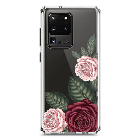 Samsung Galaxy S20 Ultra Cover - Velvet Bloom Series - Clear Phone Case - Soft Silicon Borders