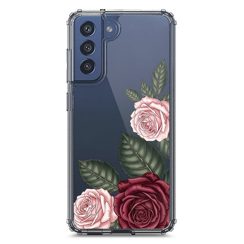 Samsung Galaxy S21 FE 5G Cover - Velvet Bloom Series - Clear Phone Case - Soft Silicon Borders