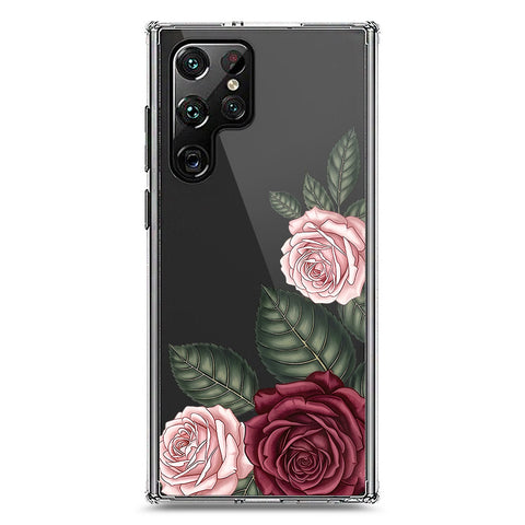 Samsung Galaxy S22 Ultra 5G Cover - Velvet Bloom Series - Clear Phone Case - Soft Silicon Borders