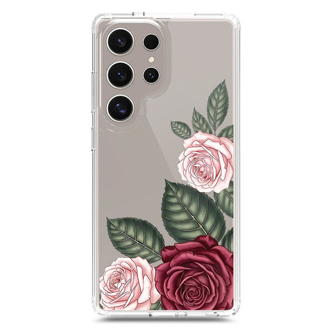 Samsung Galaxy S23 Ultra 5G Cover - Velvet Bloom Series - Clear Phone Case - Soft Silicon Borders