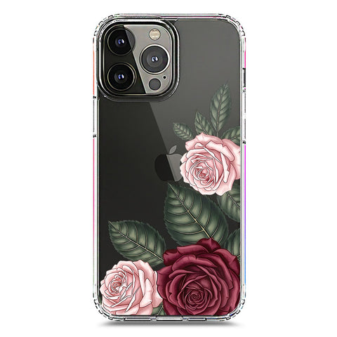iPhone 13 Pro Max Cover - Velvet Bloom Series - Clear Phone Case - Soft Silicon Borders