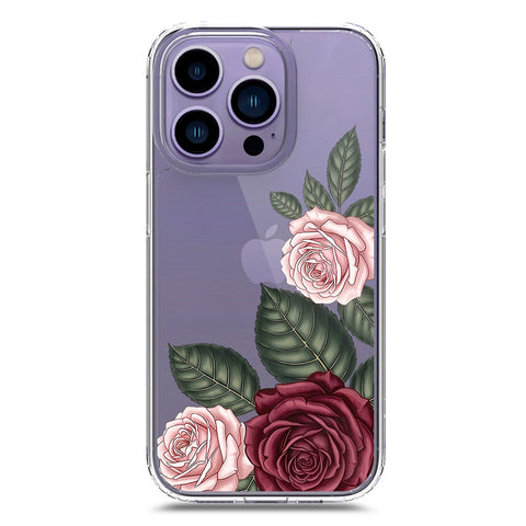 iPhone 14 Pro Max Cover - Velvet Bloom Series - Clear Phone Case - Soft Silicon Borders