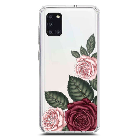 Samsung Galaxy A31 Cover - Velvet Bloom Series - Clear Phone Case - Soft Silicon Borders