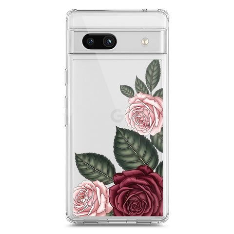 Google Pixel 7a Cover - Velvet Bloom Series - Clear Phone Case - Soft Silicon Borders