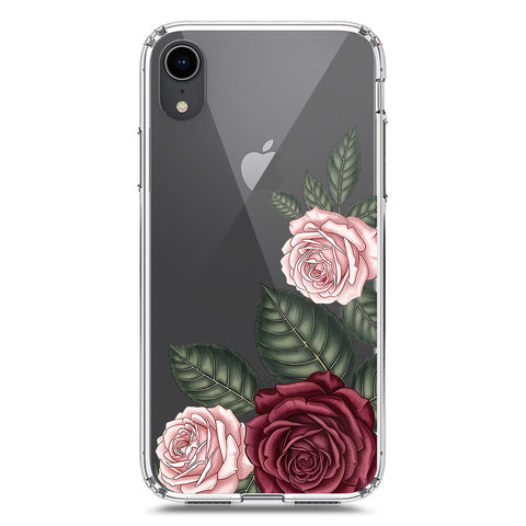 iPhone XR Cover - Velvet Bloom Series - Clear Phone Case - Soft Silicon Borders