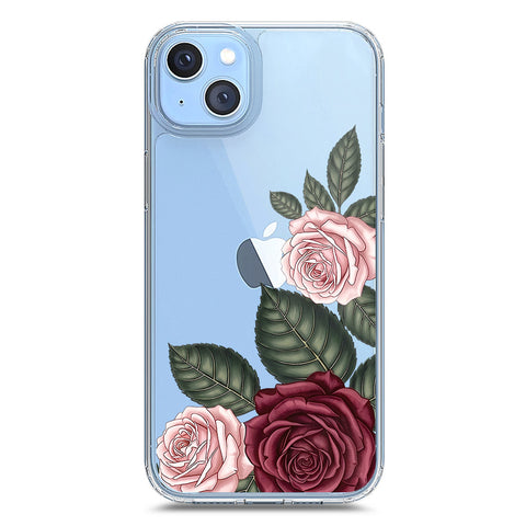 iPhone 14 Plus Cover - Velvet Bloom Series - Clear Phone Case - Soft Silicon Borders