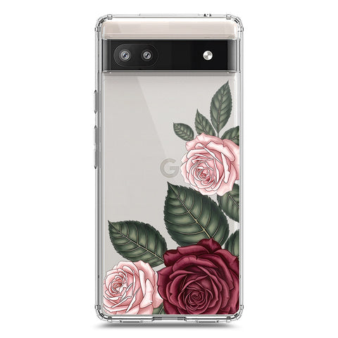 Google Pixel 6a Cover - Velvet Bloom Series - Clear Phone Case - Soft Silicon Borders
