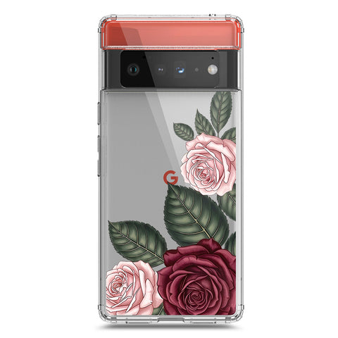 Google Pixel 6 Pro Cover - Velvet Bloom Series - Clear Phone Case - Soft Silicon Borders